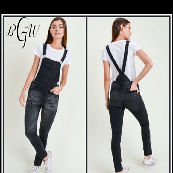 Boutique with Grace Denim - Overall black distress skinny jeans🔥 fla$h🔥